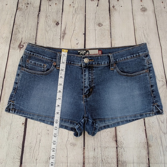 Roxy Heart Embroidered Blue Jean Stretch Shorts - Picture 4 of 7